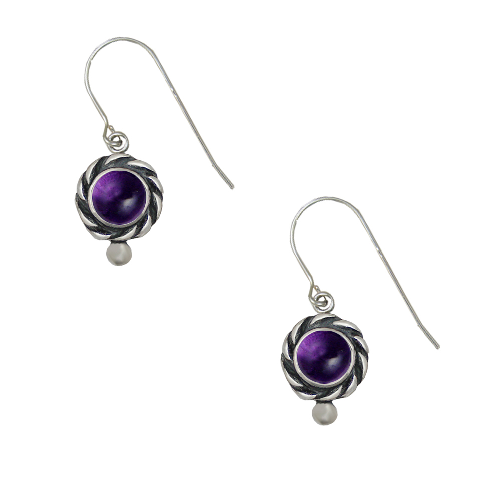 Sterling Silver Petite Amethyst Gemstone Drop Dangle Earrings